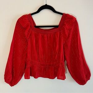 Universal Thread Women’s Red Long Sleeve Blouse with Ruffle Detail Size Medium